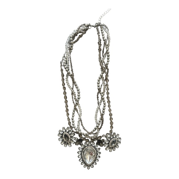 Elegant Silver multi chain Necklace - Picture 1 of 6